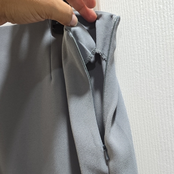 Gray Sleeveless Top & Sage green Skirt Set with Floral Embroidery - Picture 12 of 13